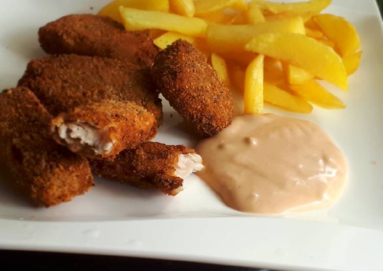 Easiest Way to Prepare Super Quick Homemade Fish fingers served with French fries