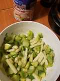 Ensalada de tallos de brócoli, palmito y palta