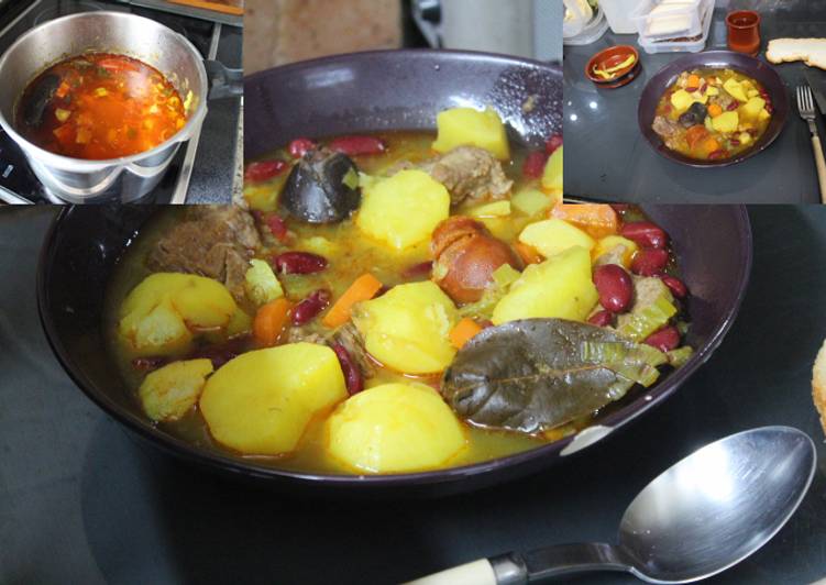 Guiso de judías pintas con ternera chorizo y morcilla