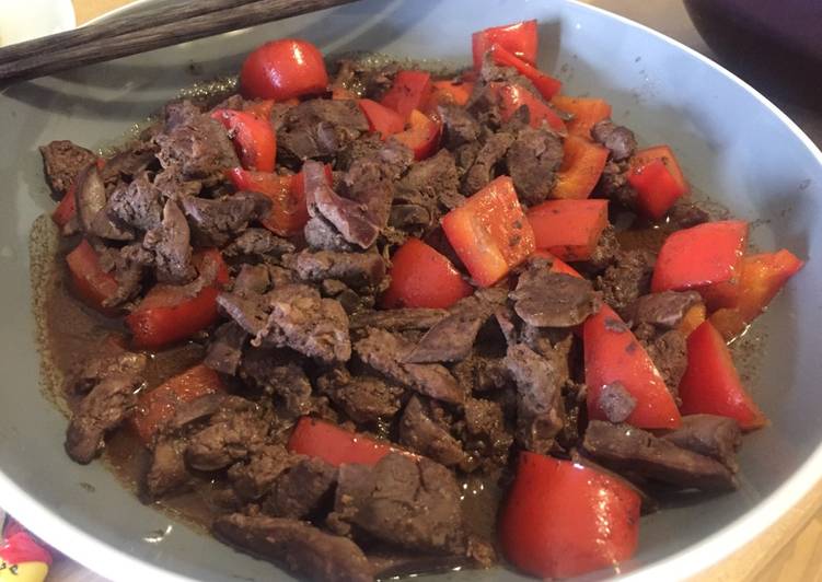 Recipe of Quick Chicken liver and red pepper