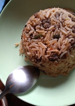 A picture of Minced meat 'pilau'.