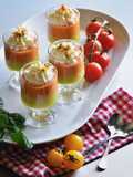 Gelo di pomodori con mousse di ricotta di bufala