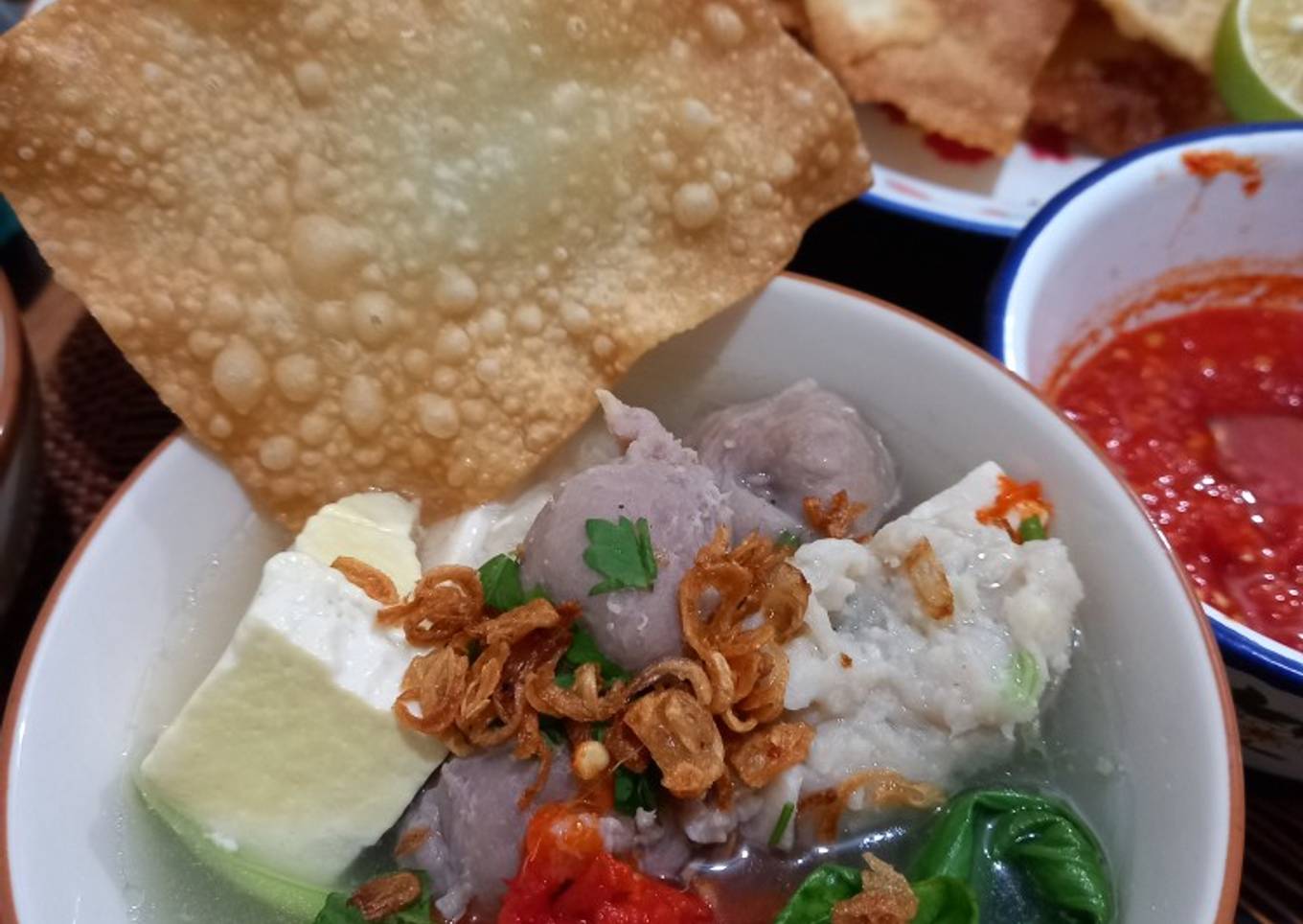 Pangsit Bakso Kuah Simpel