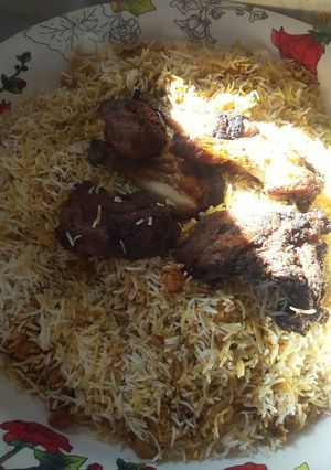 صورة لوصفة برياني مع دجاج مشوي