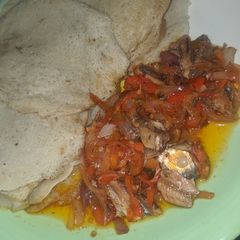 A picture of Gurasa & sardine souce.