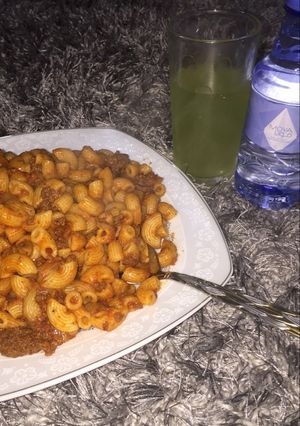 صورة لوصفة معكرونه ب لحم المفروم 💗