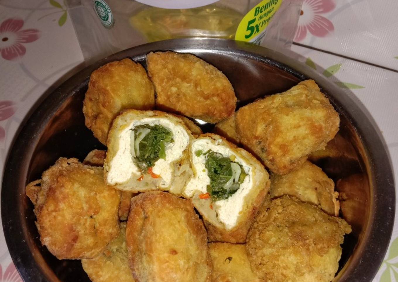 Tahu krispi isi daun pepaya