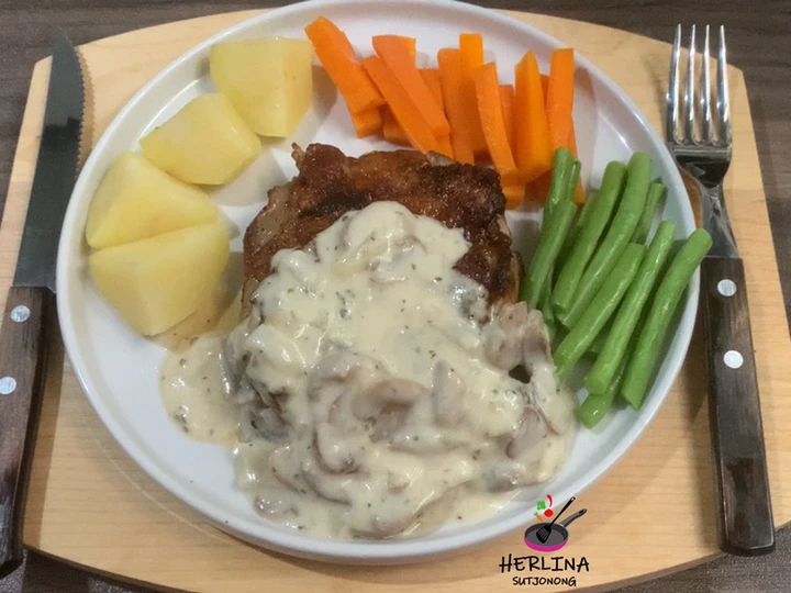 Langkah Gampang Membuat Resep Chicken Steak With Creamy Mushroom Sauce yang  Bikin Ketagihan Anti Ribet, Lezat Sekali