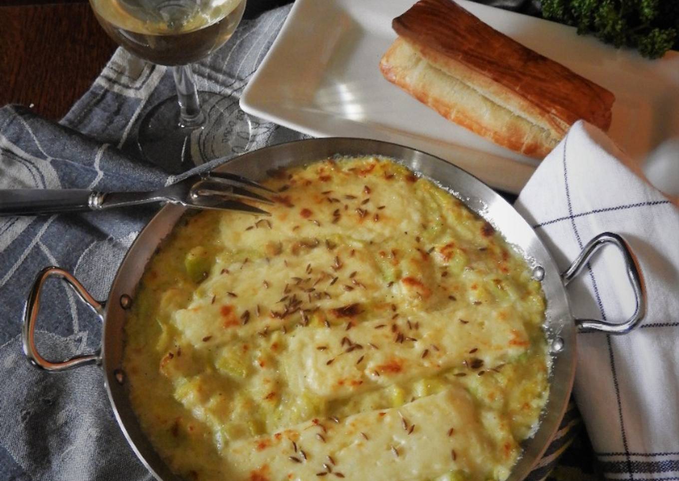Poireaux gratinés au munster blanc