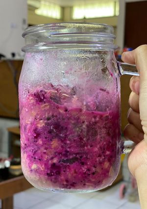 Foto resep Naga merah overnight oat in a jar