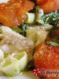 Fish in greaseproof paper with ouzo