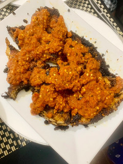 A picture of Sambhal Fried fish ~ Malaysian style.