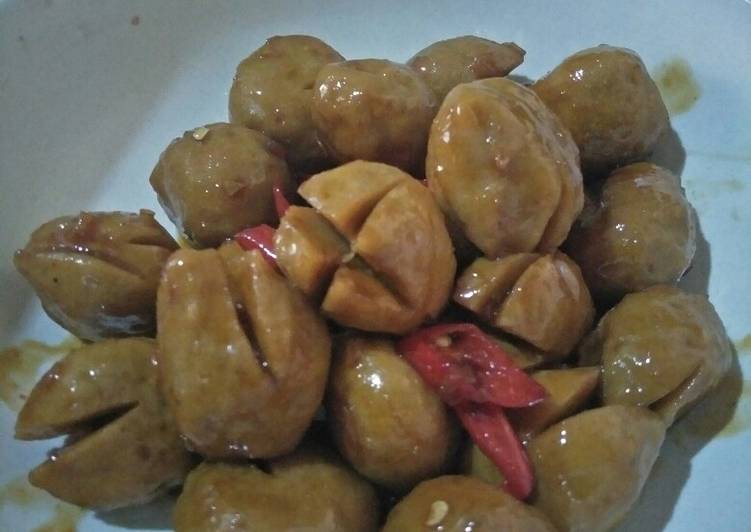 Tumis Bakso kecap pedas