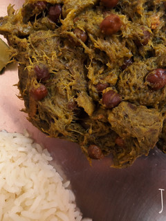 A picture of Kochu saak (arbi stem).