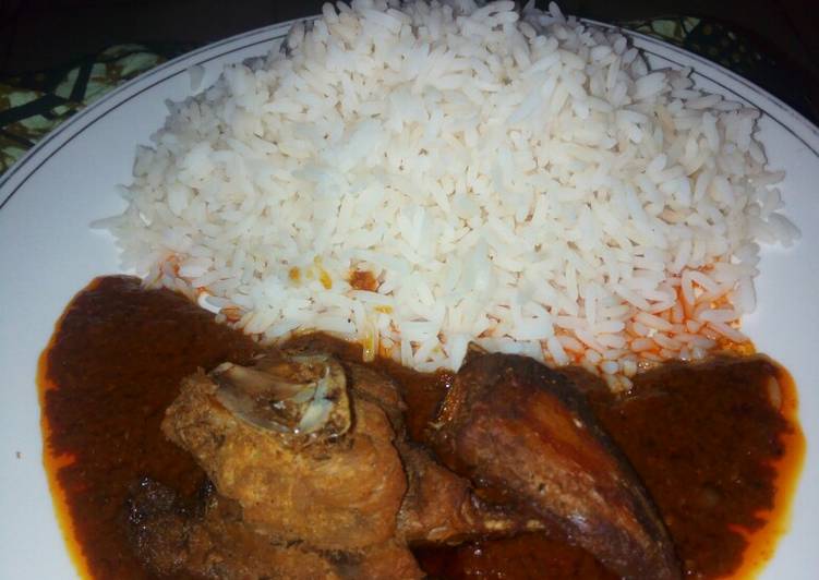 How to Easy Perfect White rice and chicken stew