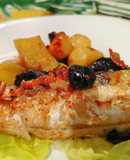 Merluzzo con Pomodorini Freschi, Patate e Olive Nere al Forno