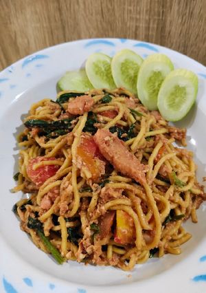 Foto resep Mie kangkung Terasi/belacan