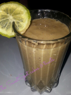 A picture of Peanut butter_banana smoothie# season ingredients contest #.