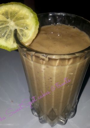 A picture of Peanut butter_banana smoothie# season ingredients contest #.
