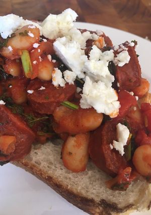 A picture of Chorizo Beans on Toast.