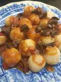 Ñoquis bolita con salsa de champiñones