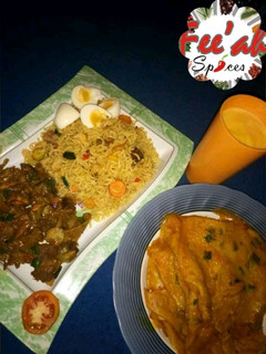 A picture of Noodles,gas meat,wainar flour and custard.