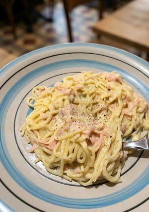 Una foto de Fideos para flojos: con jamón, queso y crema