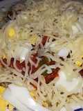 Espaguetti con huevo y atún