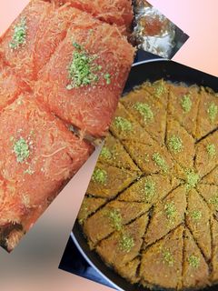 صورة لوصفة كنافة بالجبن وكنافة مكسرات