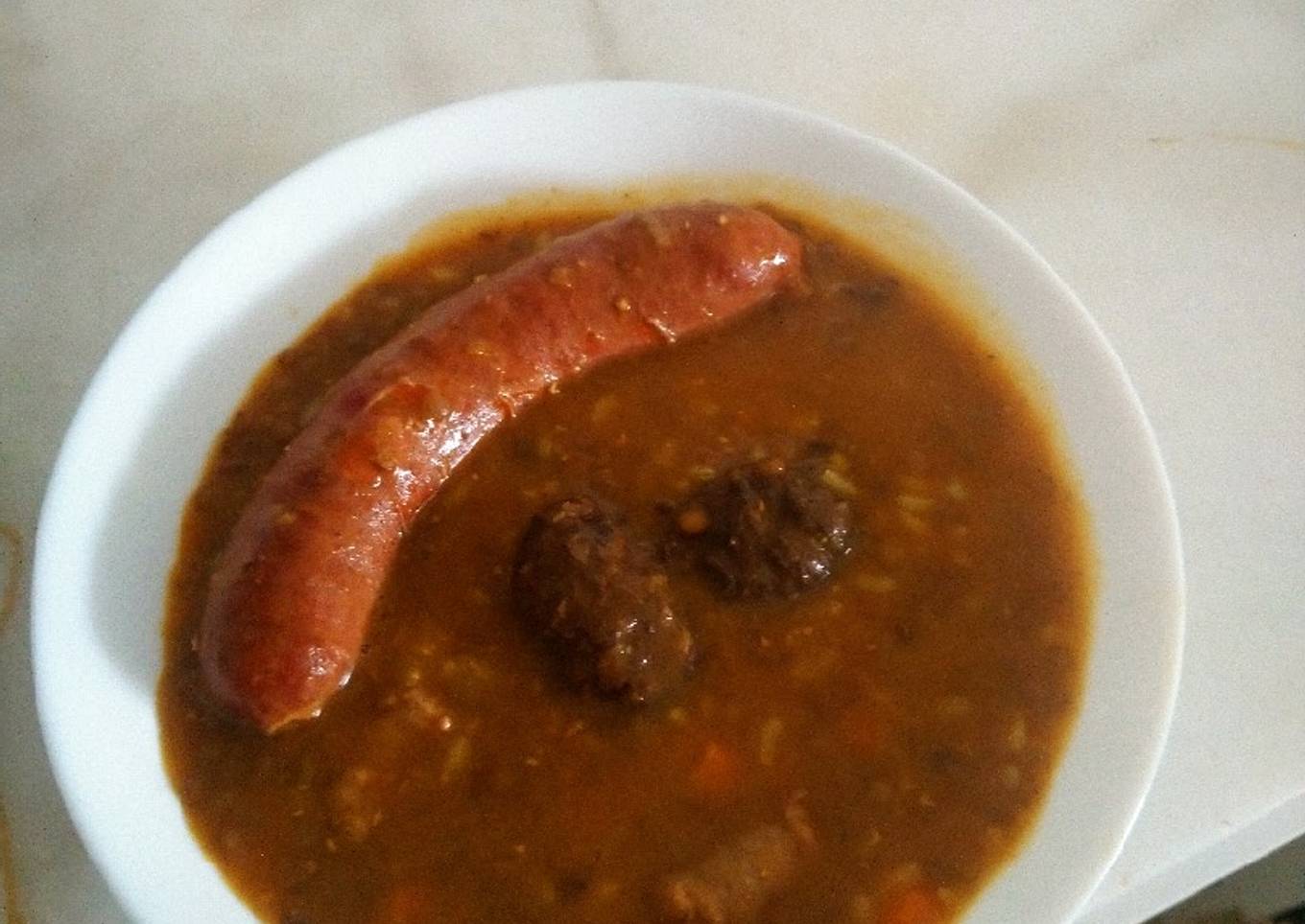 Lentejas con chorizo y morcilla (olla rápida)