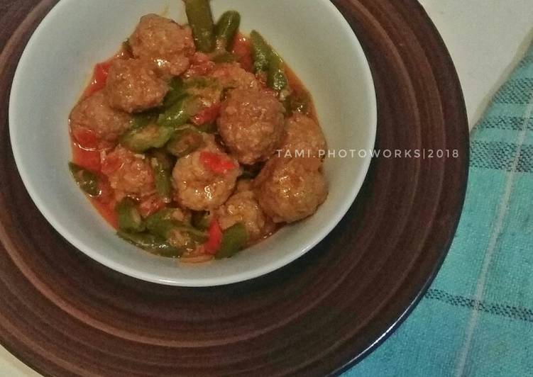 Sambal goreng bola daging buncis