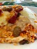Timballo di Riso al Forno con Salsiccia Stagionata, Provola Dolce, Funghi Champignon e Besciamella