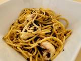 Espaguetis con rape y alga nori