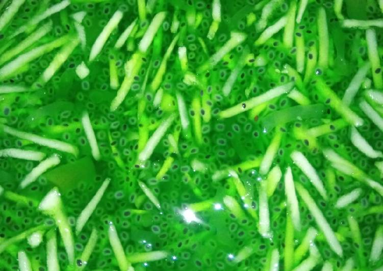 Resep Es segar (merkasih) mentimun,rumput laut, kolang Kaling selasih Anti Gagal