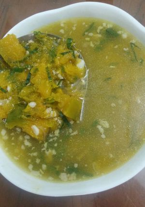 Hình của món Canh bí đỏ thịt bằm.