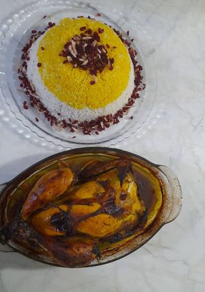 عکسی از دستور مرغ شکم پر