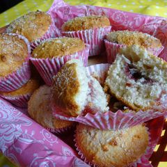Raspberry & coconut muffins A picture of Raspberry & coconut muffins.