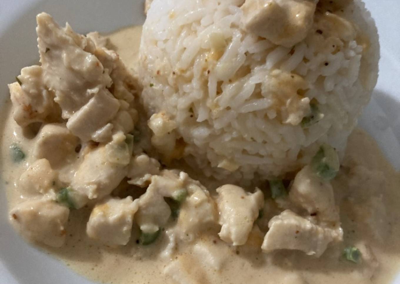 Strogonoff de pollo con arroz 🍚