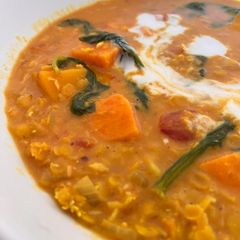 A picture of WFH Lentil, spinach and sweet potato curry.