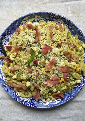 A picture of Rackets & Balls Pesto Pasta Salad.