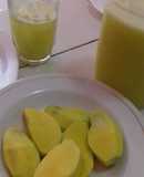 Agua fresca de mango, con mangos tiernos