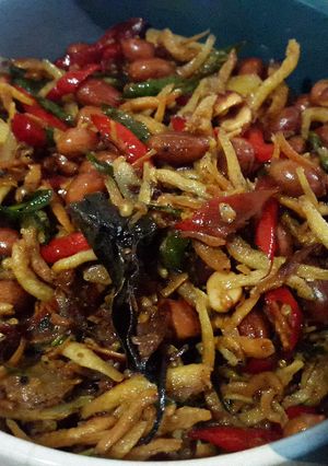 Foto resep Teri Kacang Pedes Garing Enyaak
