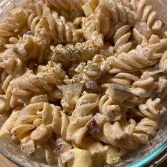 A picture of Dill Pickle Pasta Salad.