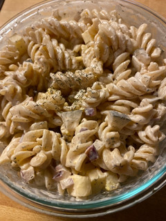 A picture of Dill Pickle Pasta Salad.