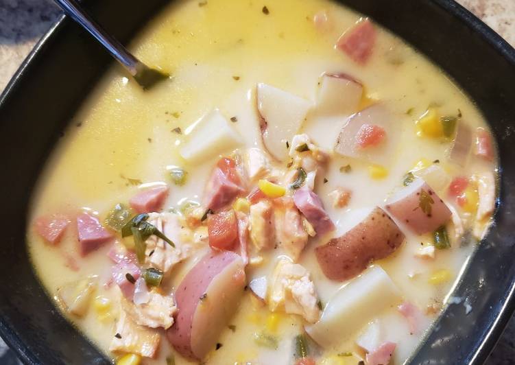 Steps to Prepare Quick Chicken and ham corn chowder