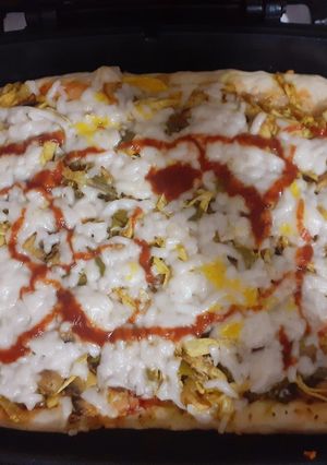 عکسی از دستور پیتزا مرغ و قارچ