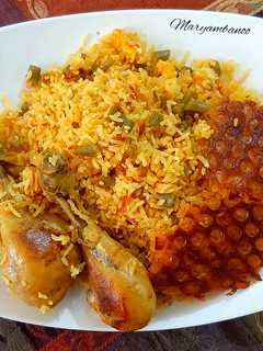 عکسی از دستور پلو لوبیا سبز با مرغ