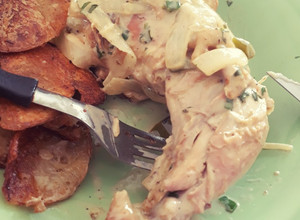 Una foto de Pollo con salsa agridulce. Mostaza y miel