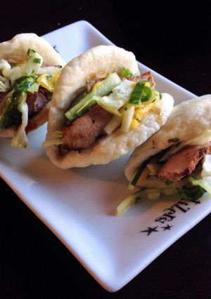 A picture of Chinese BBQ Pork 'Tacos'.