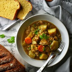 A picture of Herby Slow Cooker Chicken Stew.